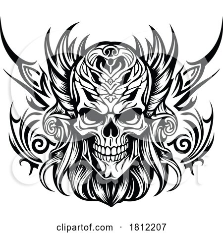 Black and White Skull Tattoo Styled Design by dero