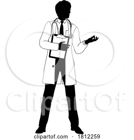 Doctor Man Medical Clipboard Silhouette Person by AtStockIllustration