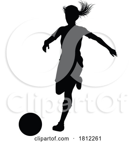 Female Soccer Football Player Woman Silhouette by AtStockIllustration