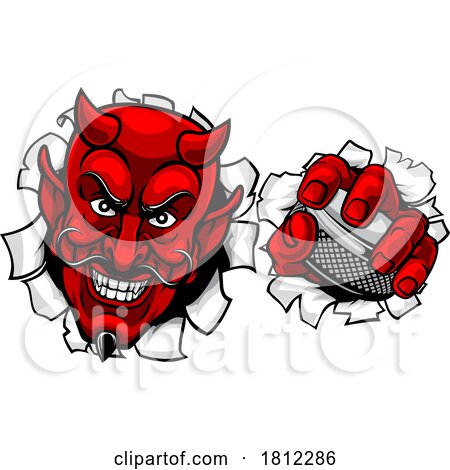 Devil Satan Ice Hockey Sports Mascot Cartoon by AtStockIllustration