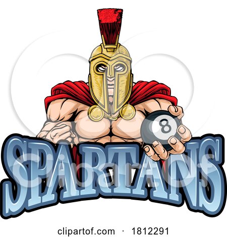 Spartan Trojan Pool Ball Billiards Mascot Cartoon by AtStockIllustration