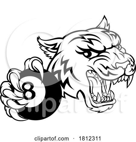 Tiger Angry Pool 8 Ball Billiards Mascot Cartoon by AtStockIllustration