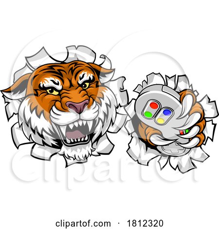 Tiger Gamer Video Game Animal Sports Team Mascot by AtStockIllustration