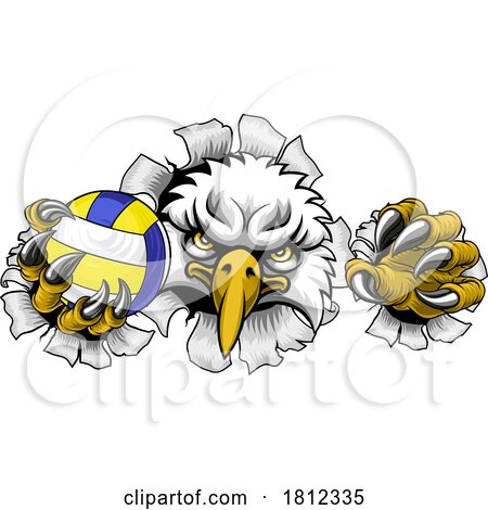 Eagle Hawk Bird Volleyball Volley Ball Mascot by AtStockIllustration