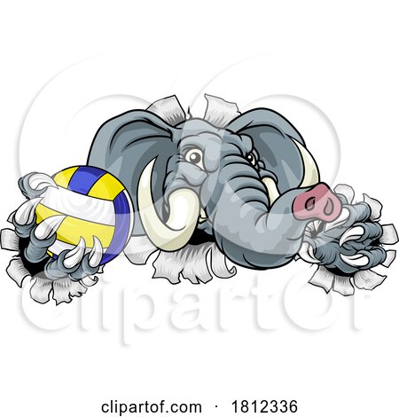 Elephant Volleyball Volley Ball Animal Mascot by AtStockIllustration