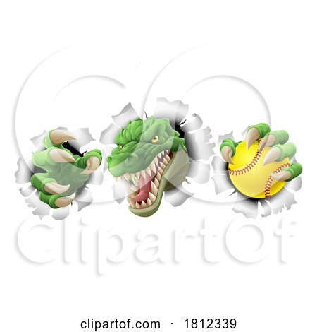 Alligator Crocodile Dinosaur Softball Sport Mascot by AtStockIllustration