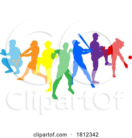 Baseball Silhouette Players Player Silhouettes by AtStockIllustration