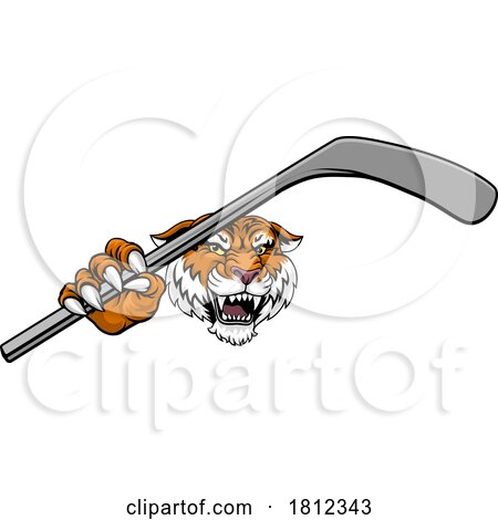 Tiger Ice Hockey Team Sports Cartoon Mascot by AtStockIllustration