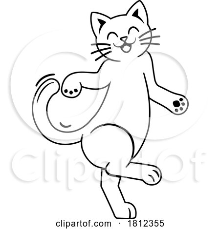 Cat Kitten Pet Animal Dancing Mascot Design Icon by AtStockIllustration