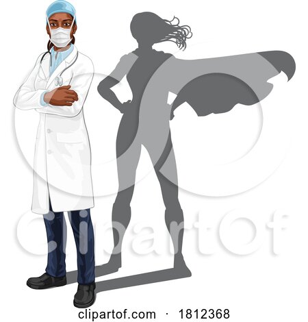 Super Hero Black Woman Female Doctor Superhero by AtStockIllustration