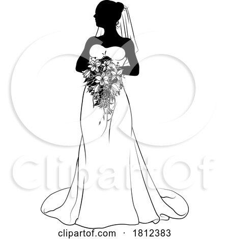 Bride Bridal Wedding Dress Silhouette Woman Design by AtStockIllustration