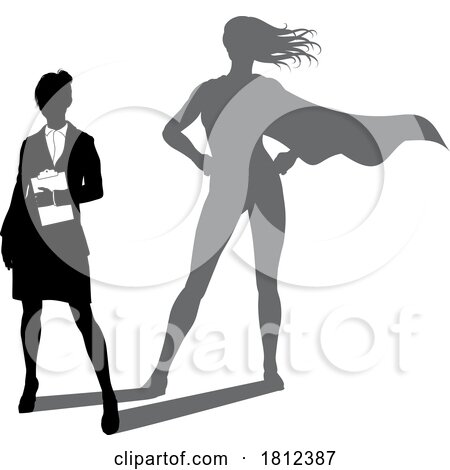 Superhero Business Woman with Super Hero Shadow by AtStockIllustration