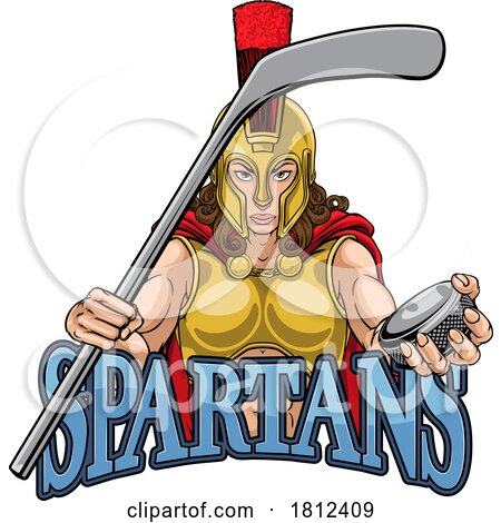 Spartan Woman Ice Hockey Sports Team Mascot by AtStockIllustration