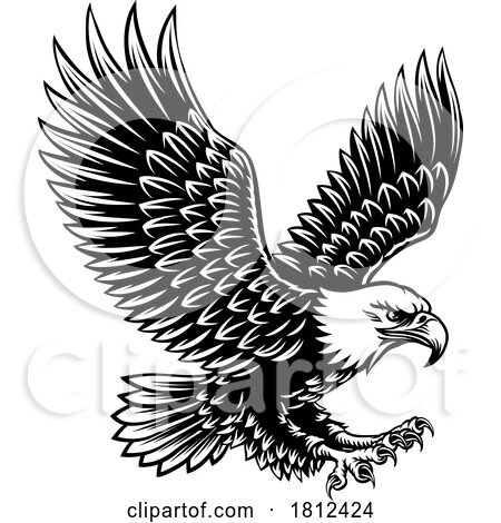 Bald Eagle Mascot Bird Wings Spread Flying by AtStockIllustration