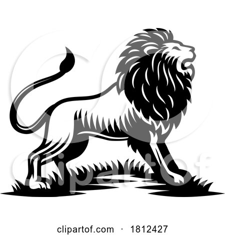 Lion Animal Woodcut Vintage Style Icon Mascot by AtStockIllustration