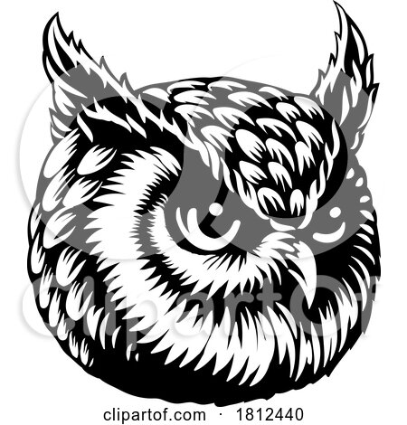 Owl Face Head Mascot Bird Illustration by AtStockIllustration