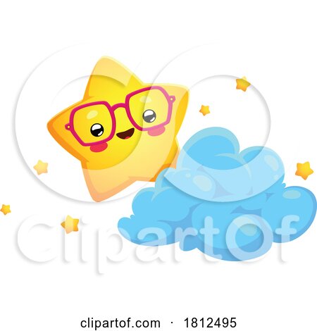 Star Mascot Character with a Cloud by Vector Tradition SM