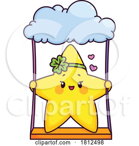 Star Mascot Character Swinging from a Cloud by Vector Tradition SM