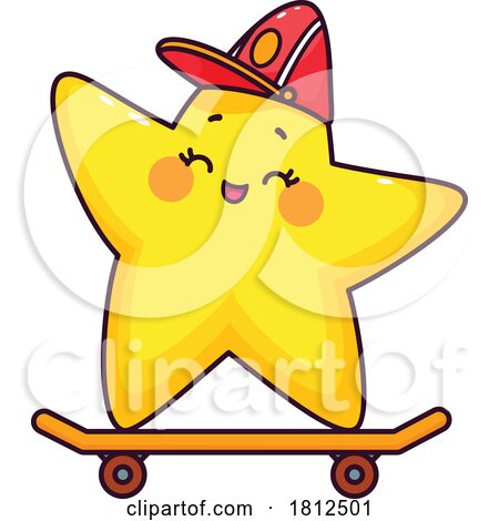 Star Mascot Character Skateboarding by Vector Tradition SM