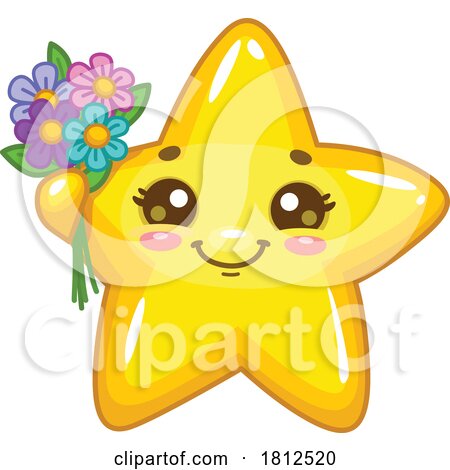 Star Mascot Character with Flowers by Vector Tradition SM
