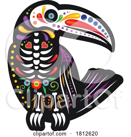 Toucan Mexican Day of the Dead Sugar Skull Skeleton by Vector Tradition SM