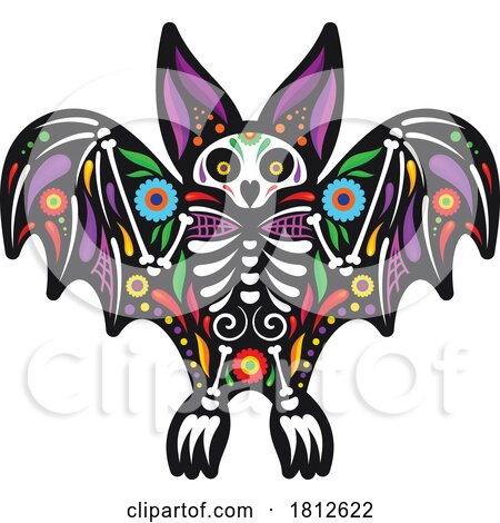 Vampire Bat Mexican Day of the Dead Sugar Skull Skeleton by Vector Tradition SM