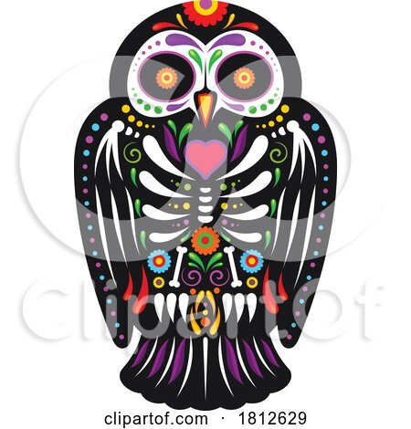 Owl Mexican Day of the Dead Sugar Skull Skeleton by Vector Tradition SM