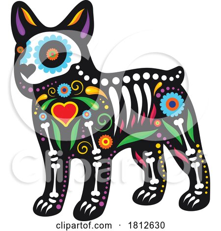 Dog Mexican Day of the Dead Sugar Skull Skeleton by Vector Tradition SM