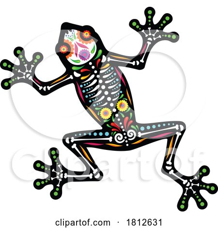 Frog Mexican Day of the Dead Sugar Skull Skeleton by Vector Tradition SM