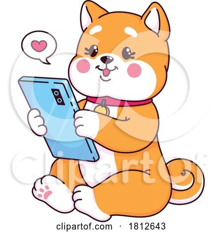 Shiba Inu Dog Texting by Vector Tradition SM
