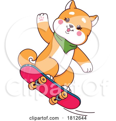 Shiba Inu Dog Skateboarding by Vector Tradition SM