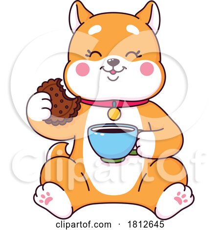 Shiba Inu Dog Eating a Cookie by Vector Tradition SM