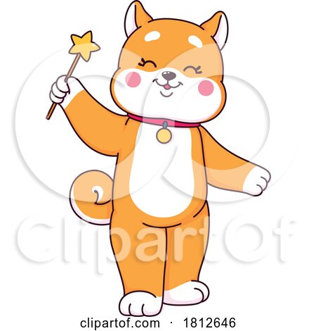 Shiba Inu Dog with a Magic Wand by Vector Tradition SM