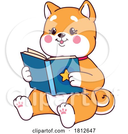 Shiba Inu Dog Reading by Vector Tradition SM