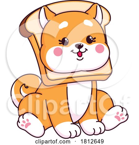 Shiba Inu Dog Wearing Toast by Vector Tradition SM