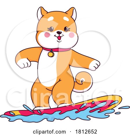 Shiba Inu Dog Surfing by Vector Tradition SM