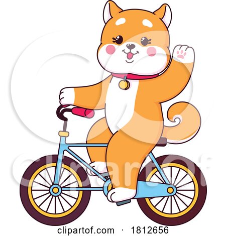 Shiba Inu Dog Riding a Bike by Vector Tradition SM