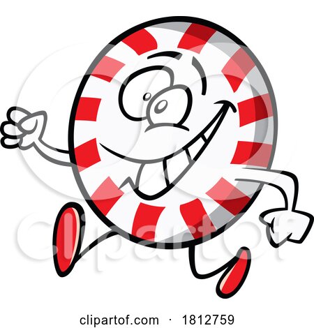 Happy Running Peppermint Candy Mascot Cartoon by toonaday