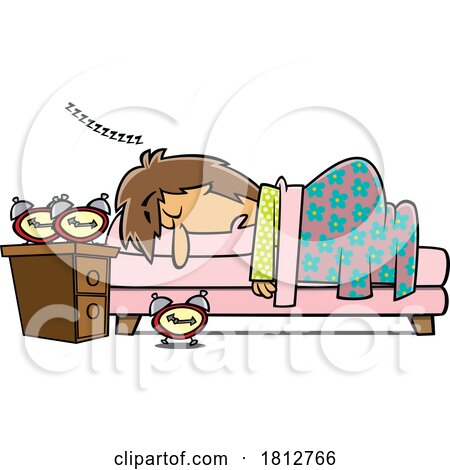 Late Riser Woman Sleeping Cartoon by toonaday