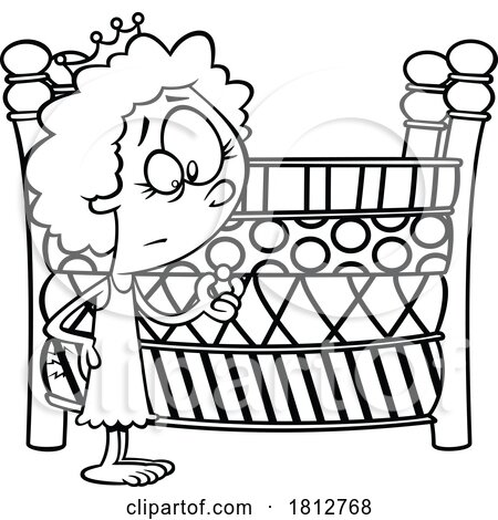 Princess and the Pea Black and White Cartoon by toonaday