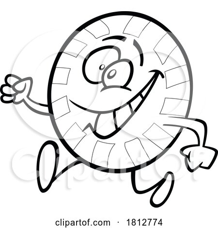 Happy Running Peppermint Candy Mascot Black and White Cartoon by toonaday