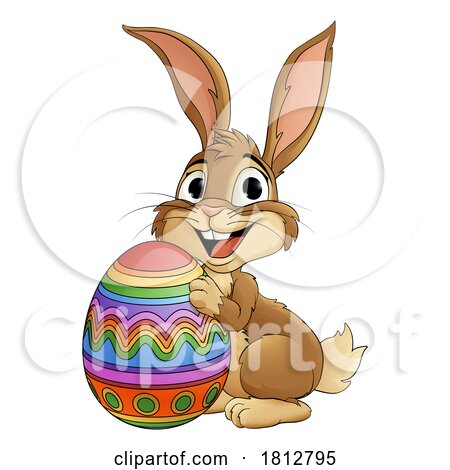 Easter Bunny and Chocolate Egg Rabbit Cartoon by AtStockIllustration