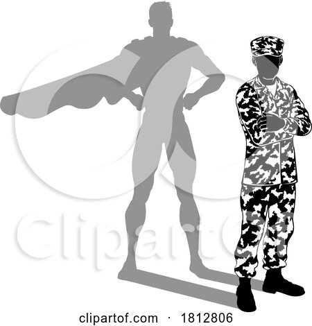 Super Hero Soldier Silhouette Superhero Shadow by AtStockIllustration