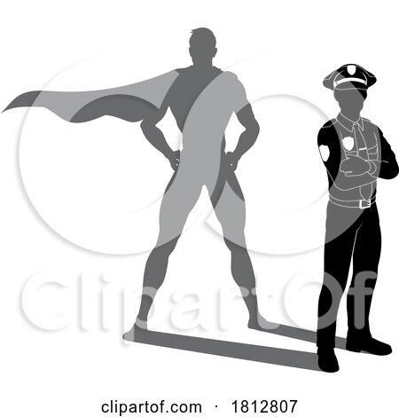 Superhero Police Man Policeman Super Hero Shadow by AtStockIllustration