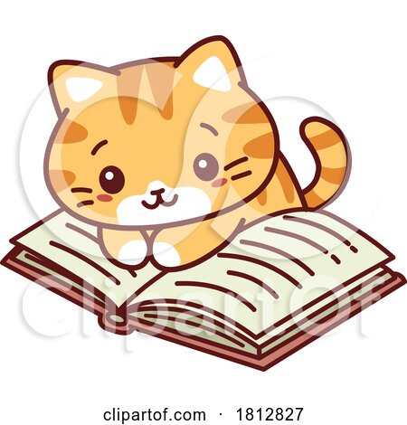 Cartoon Orange Cat Reading a Book by yayayoyo