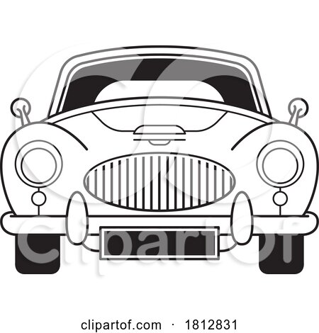 Classic Car Front View Black and White by Lal Perera