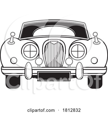 Classic Car Front View Black and White by Lal Perera