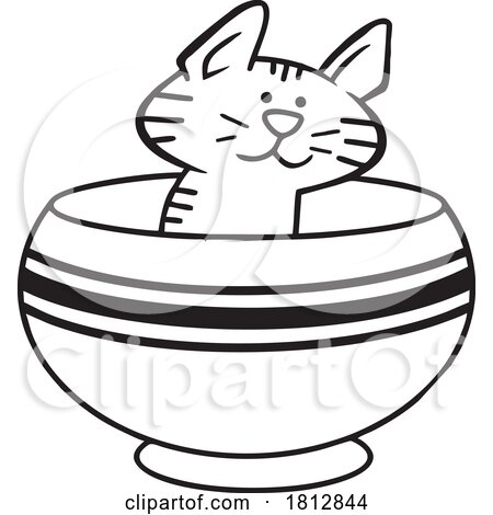 Cartoon Cat Sitting in a Bowl by Johnny Sajem