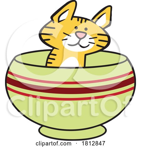 Cartoon Cat Sitting in a Bowl by Johnny Sajem