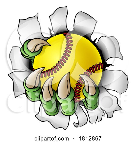 Claw Softball Baseball Ball Dragon Monster Hand by AtStockIllustration